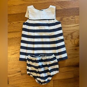 Jacadi Striped Navy and White Dress Set